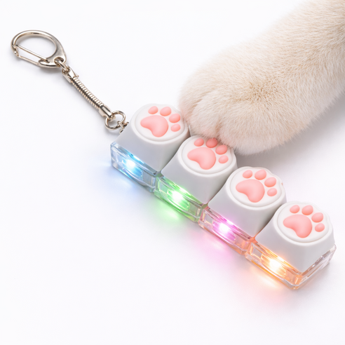 하이제이비 LED 고양이 키보드 키캡 키링 4구, 1개, 혼합색상