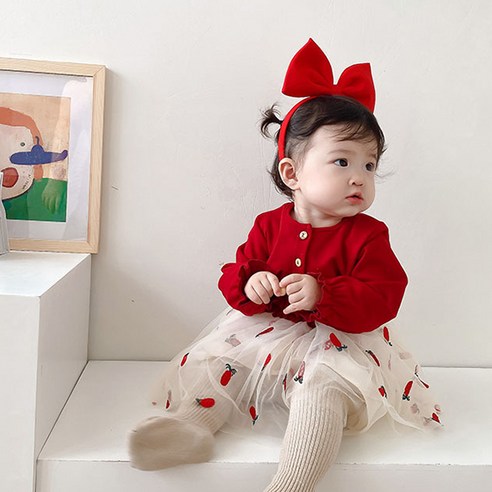 조이멀티 여아용 파인 자수 레이스 원피스