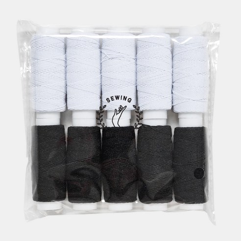 소잉바이핸드 실고무 2종 x 5p 세트, 화이트, 블랙, 1세트