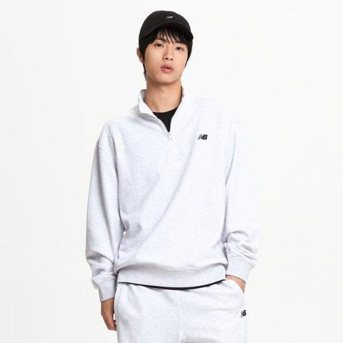 뉴발란스 남녀공용 에센셜 반집업 세미 오버 핏 맨투맨 NBNCF11213 M(95) | 16 LIGHT GRAY