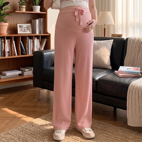 알럽홈 여성용 임부용 리본 밴딩 와이드 팬츠 L265-0351