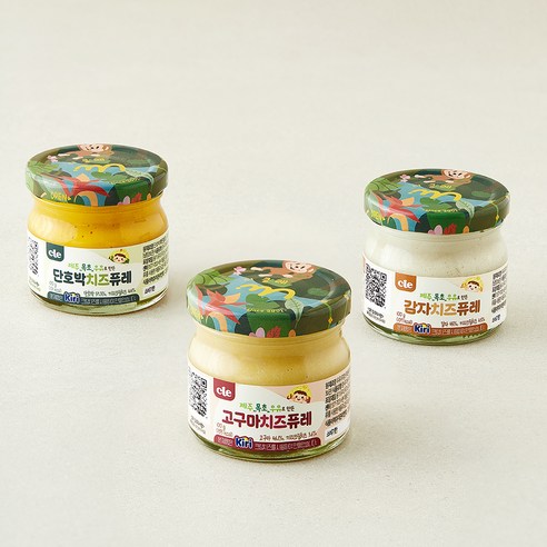 푸드케어 7개월이후 고구마치즈퓨레 100g + 감자치즈퓨레 100g + 단호박치즈퓨레 100g 이유식 세트, 1세트