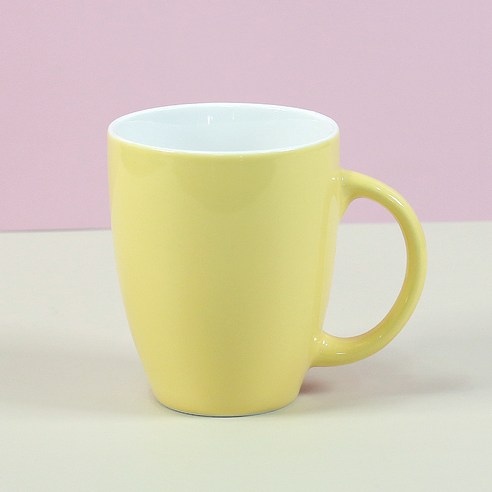 해피정코리아 오벌 유광 머그컵 350ml, 옐로우, 1개