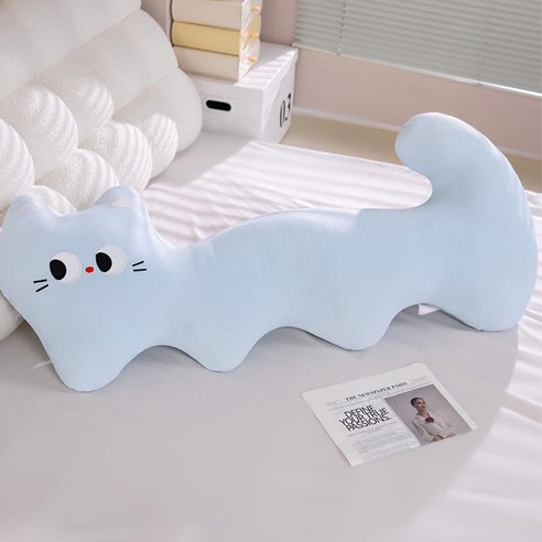 다다랜드 냉감 뚱냥이 고양이 바디필로우, 블루