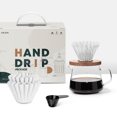 칼딘 웨이브형 클리어 핸드드립 세트 화이트 1-2인용, 1세트, 5종, 400ml