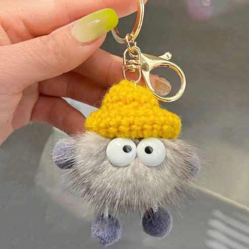 다다랜드 먼지뭉치 인형 키링, 6cm, 그레이, 1개