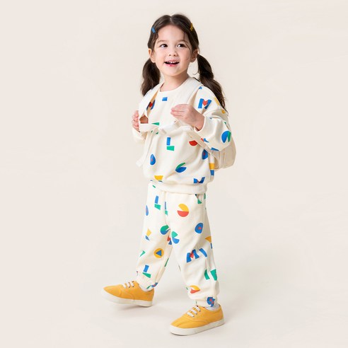 멜리코코 아동용 컬러풀 도형로고 상하의 세트 MLJ445