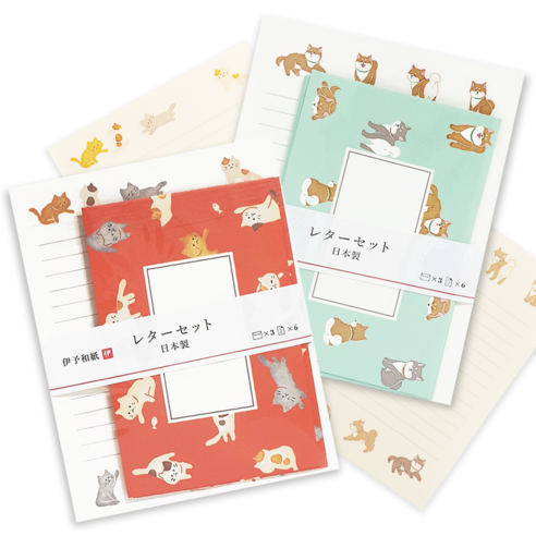 리리월드 예쁜 귀여운 고양이 + 시바견 편지지 세트, 혼합색상, 1세트