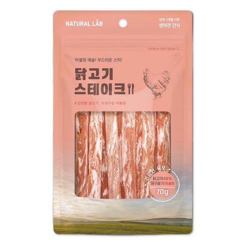 네츄럴랩 강아지 건강한육포 스테이크, 70g, 1개, 닭고기