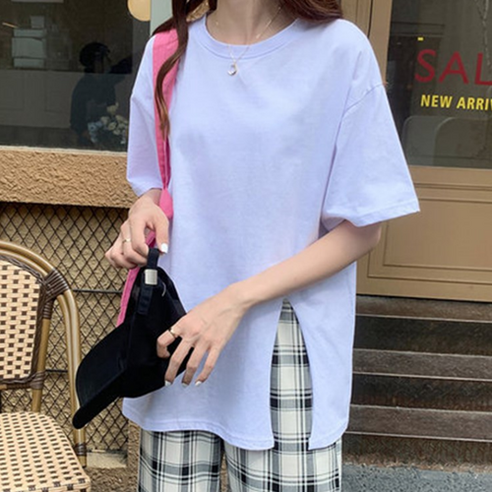 스타 옆 트임 라이트 임부 반팔 티셔츠