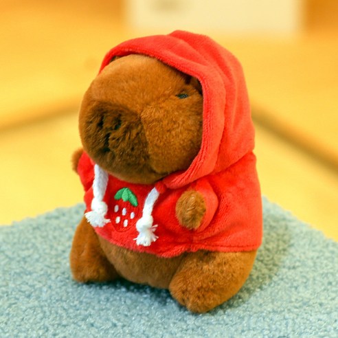 순잠 카피바라 비버 키링 후드티, 과일 레드, 1개, 12cm