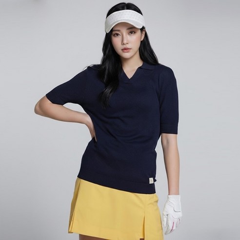 이동수스포츠 여성용 클래식 오픈 카라 반팔 니트 셔츠 LX21SNT4W