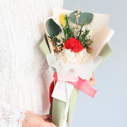 모리앤 러브유 카네이션 생화 프리저브드 꽃다발 박스, 레드