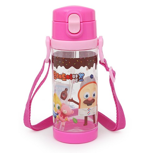 OKIZ 브레드이발소 슬러시 원터치 빨대물통 PO124, 핑크, 500ml, 1개