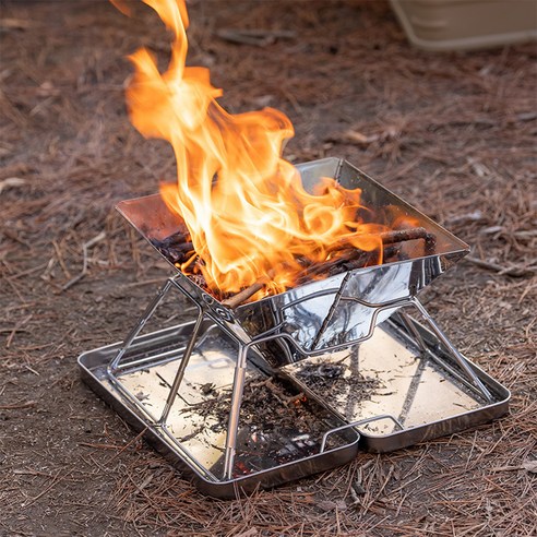 영라이즌 접이식 캠핑 화로대 대형 + 가방 세트 후기 분석 - 실사용 조리 장면