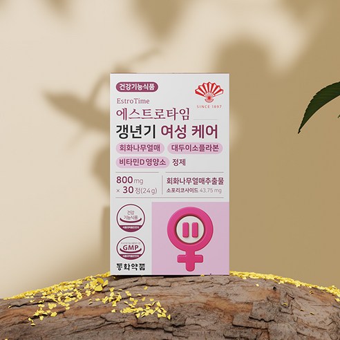 동화약품 에스트로타임 갱년기 여성 케어 회화나무열매 대두이소플라본 비타민D 영양제 30정, 1개 이미지 3