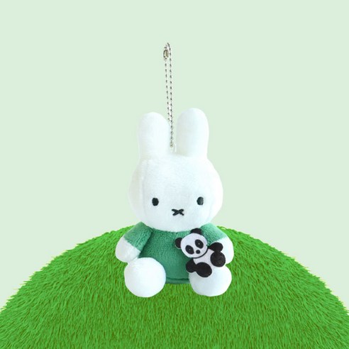 매니어리틀 판다 안은 미피 미니 키링 인형, 그린, 1개, 8cm