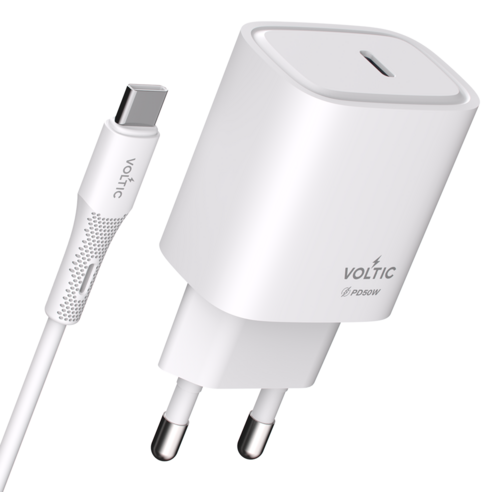 볼틱 초고속 충전기 C타입 50W + C to C 60W 케이블, 화이트, 1개