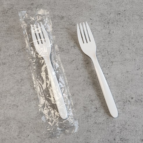 이로울생활 일회용 포크 화이트 개별포장, 1개, 100개입
