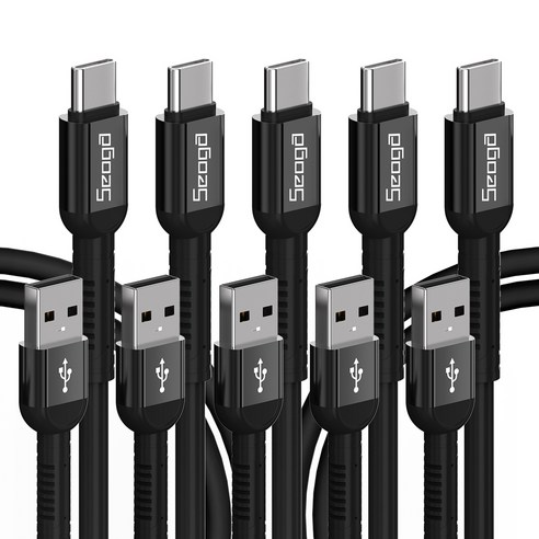 서가 메탈 고강도 C타입 고속충전 케이블, 1.5m, 블랙, 5개