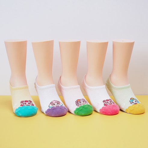 새실로 캐치티니핑 여아용 미끄럼방지 덧신 양말 5족 세트
