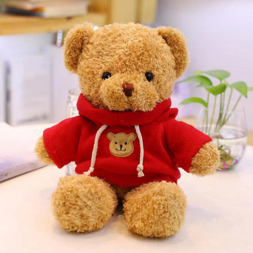 클라레인 귀여운 예쁜 인형 후드 곰 S, 레드, 1개, 28cm