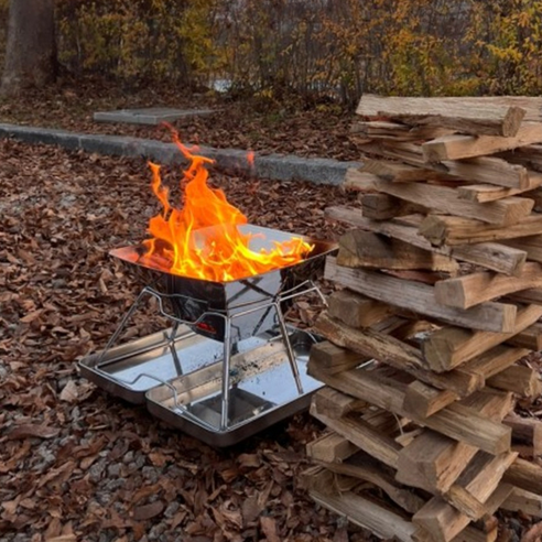 영라이즌 접이식 캠핑 화로대 대형 + 가방 세트 후기 분석 - 접었을 때 슬림한 두께