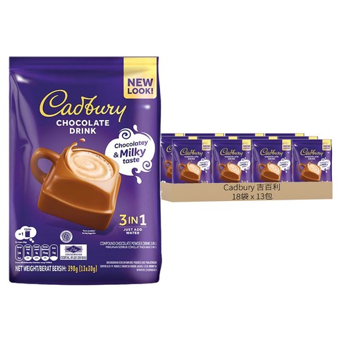 Cadbury 吉百利 香醇即溶可可粉, 30g, 13包, 18袋 - 可可/熱可可粉 | 酷澎