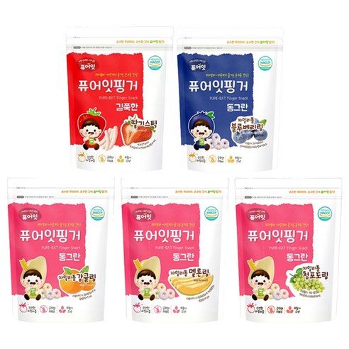 Pure Eat 水果風味米圈圈組 5款, 草莓口味+柑橘口味+哈密瓜口味+白葡萄口味+藍莓口味, 200g, 1組 - 零食/餅乾 | 酷澎