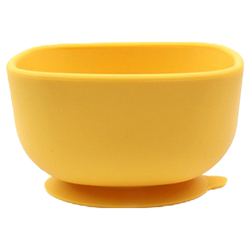 2deco 矽膠吸附式餐碗 120*120*70mm 420ml, 黃色, 1個 - 吸盤餐具 | 酷澎