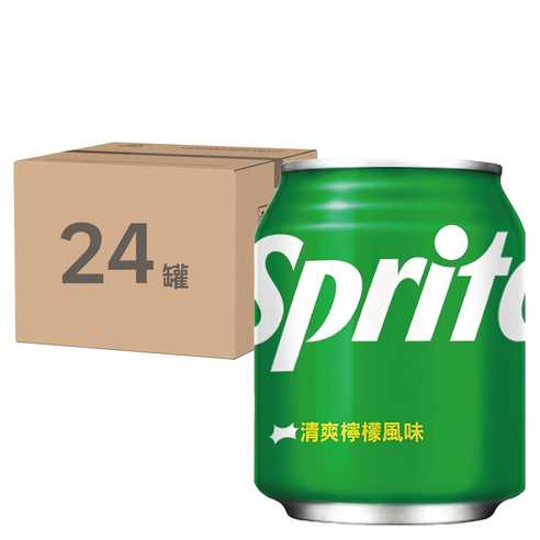 Sprite 雪碧 清爽檸檬風味, 透明氣泡 酷爽解渴, 250ml, 24罐 - 果汁風味 | 酷澎