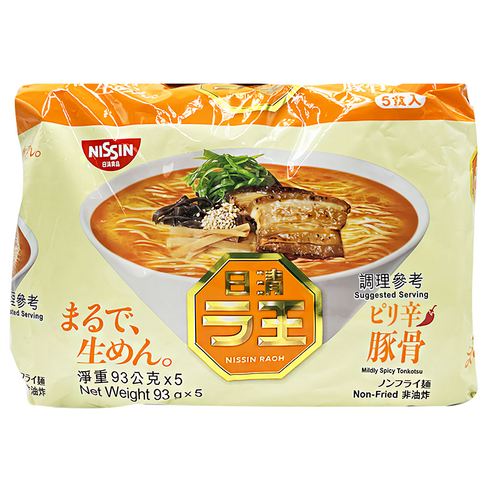 NISSIN 日清 拉王非油炸速食麵 辣豚骨味 - 袋裝泡麵 | 酷澎