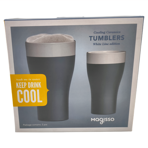 MagIsso 啤酒專用杯Cooling Ceramics White Line edition, 2個- 啤酒杯