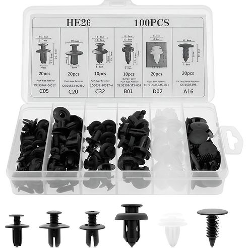 100pcs 자동차 패스너세트 차량용 패스너 클립, 1개