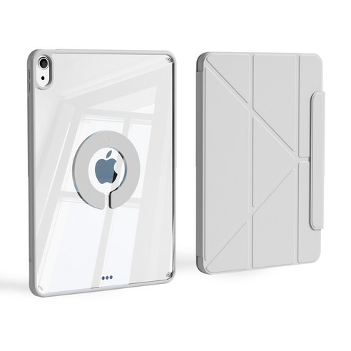 AOUB iPad 보호 케이스 Air8/7/6 11인치 Y자형 720도 회전 스탠드 iPad12 세대 자기 분리형 iPad 7/8/9 10.2인치 연필 보관, 1개, 회색