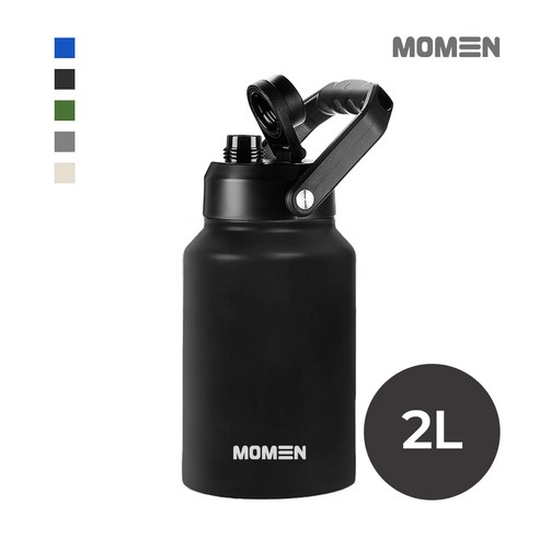 모멘 그랜드 워터저그 대용량 텀블러 캠핑물통 수통 아이스팟, 블랙, 1개, 2L