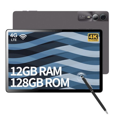 11인치 LTE 태블릿PC 안드로이드14 12GB RAM 128GB WiFi 지원 12000mAh 대용량 배터리 학습용 인강용 영상 시청 키보드 터치펜 포함, Wi-Fi+Cellular, 클래식 그레이