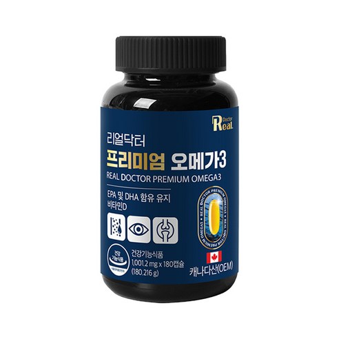 리얼닥터 캐나다산 프리미엄 오메가3 180캡슐 (6개월분) 대용량 혈행개선 눈건강 뼈건강 DSM 비타민D EPA DHA, 180정, 1개