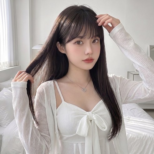 오이키 가발 자연스러운 여성 패션 전체 데일리 롱 생머리, 1개, 내추럴 블랙