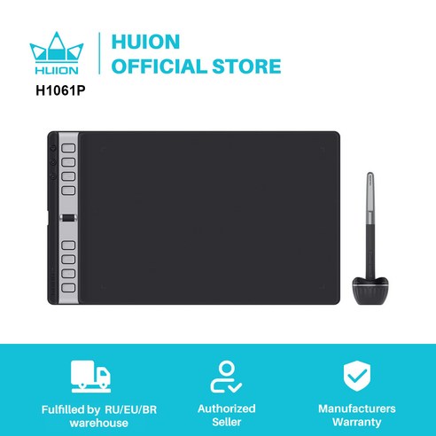 HUION Inspiroy 스크롤 휠 드로잉 태블릿 배터리 펜 아트 스케치 10x 2 L H1061P 3 세트 8 키