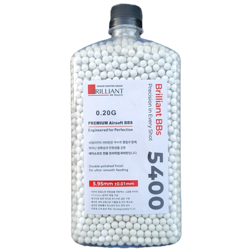 브릴리언트 0.2g 초정밀 고밀도 프리미엄 비비탄 보틀 5400발, 1개, 브릴리언트 비비탄 0.2g 보틀 5400발