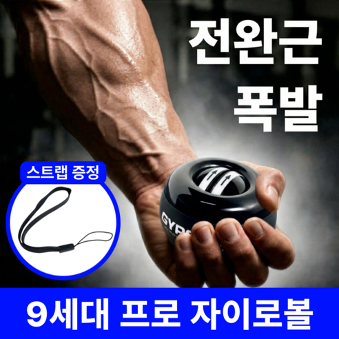 폴케이 9세대 저소음 전문가용 손목 운동 자이로볼, 1개, 딥블랙