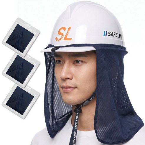 SL 안전모 햇빛가리개 아이스 쿨링 자외선차단 3개입, 1개, 다크 네이비