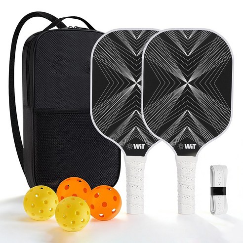 Quatma 피클볼 라켓 세트 Pickleball, 1세트, 블랙 & 화이트 믹스