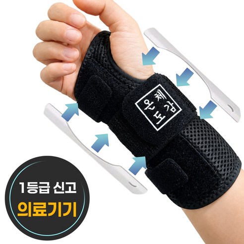 온체도감 듀얼지지 의료용 손목보호대 손목아대 반깁스, 블랙 오른손, 1개