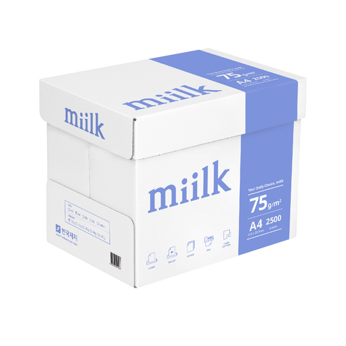 한국제지 밀크 복사용지 75g, A4, 2500매