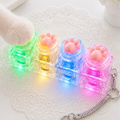 키캡월드 LED 고양이 발바닥 키캡 키링 딸깍이 피젯토이 클리커 키보드, 1개, 투명 4구 직선형