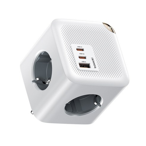 Toocki GaN C타입 PPS 2C1A 3포트 4구 4000W 접지형 초고속충전 고용량 큐브 멀티탭 콘센트 C28, 1개, 화이트, 0cm
