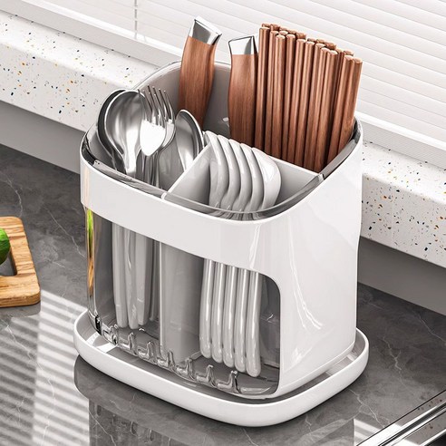 봄아리 물빠짐 수저통, 1개, 화이트