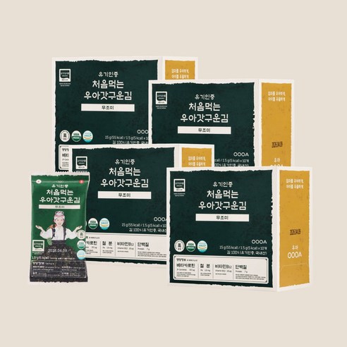 유기인증 처음먹는 우아갓구운김, 4박스, 15g, 무조미김
